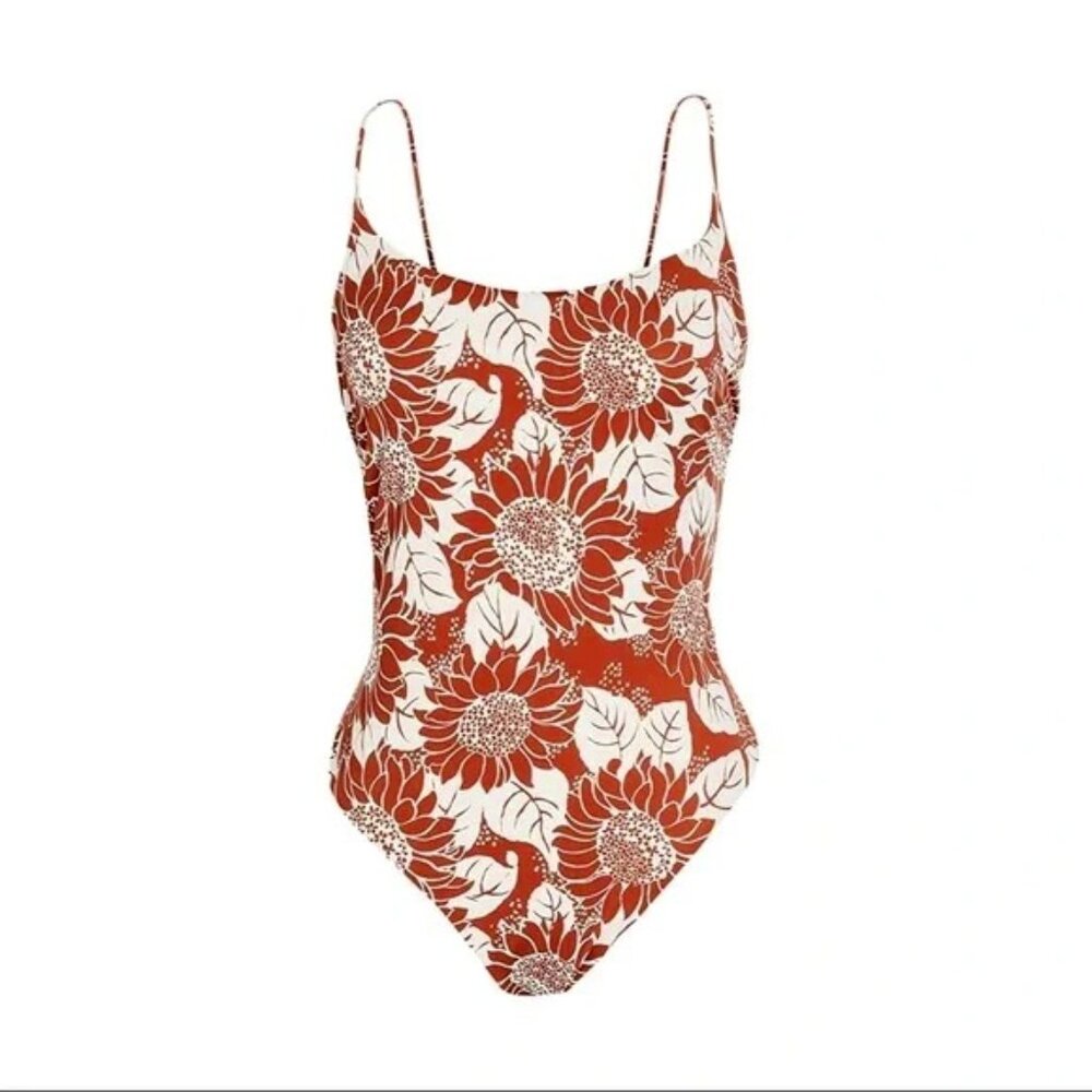 NWT Madewell Second Wave Spaghetti-Strap One-Piece Swimsuit in Sunflower size M